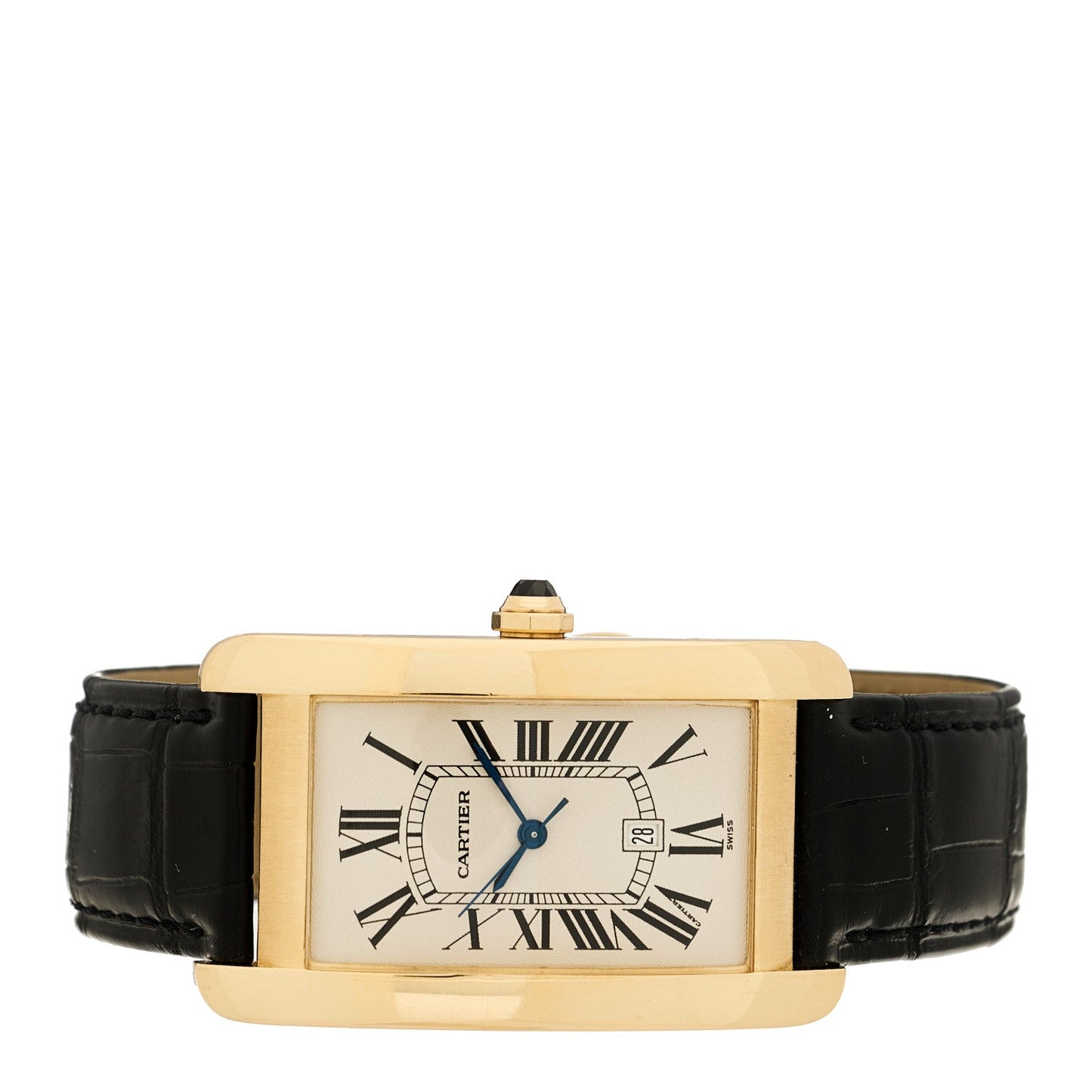 18K Yellow Gold Alligator 26mm Tank Americaine Automatic Watch