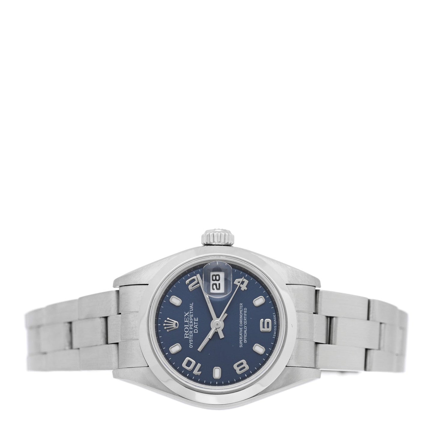 Stainless Steel 26mm Oyster Perpetual Date Watch Blue 79160