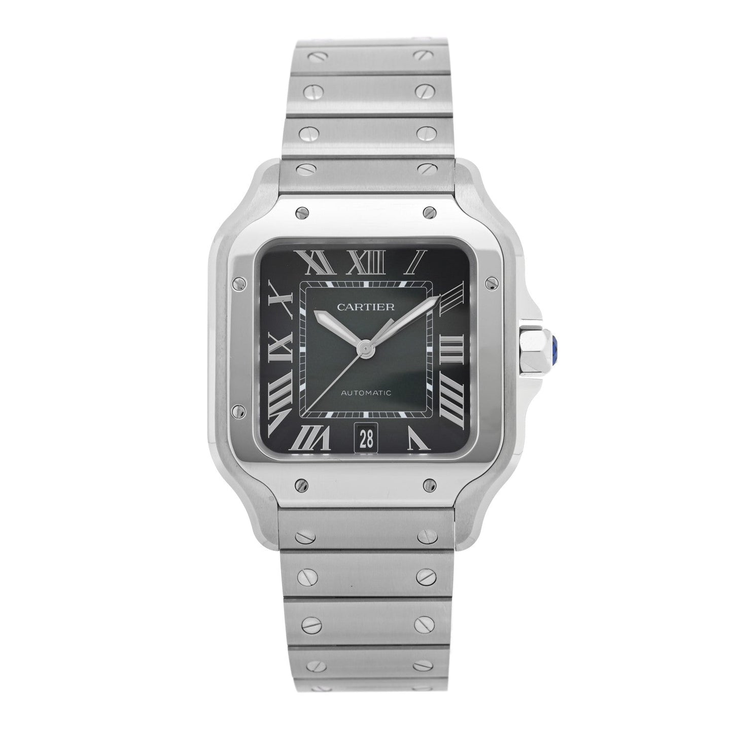Stainless Steel 39.8mm Santos De Cartier Automatic Watch Green