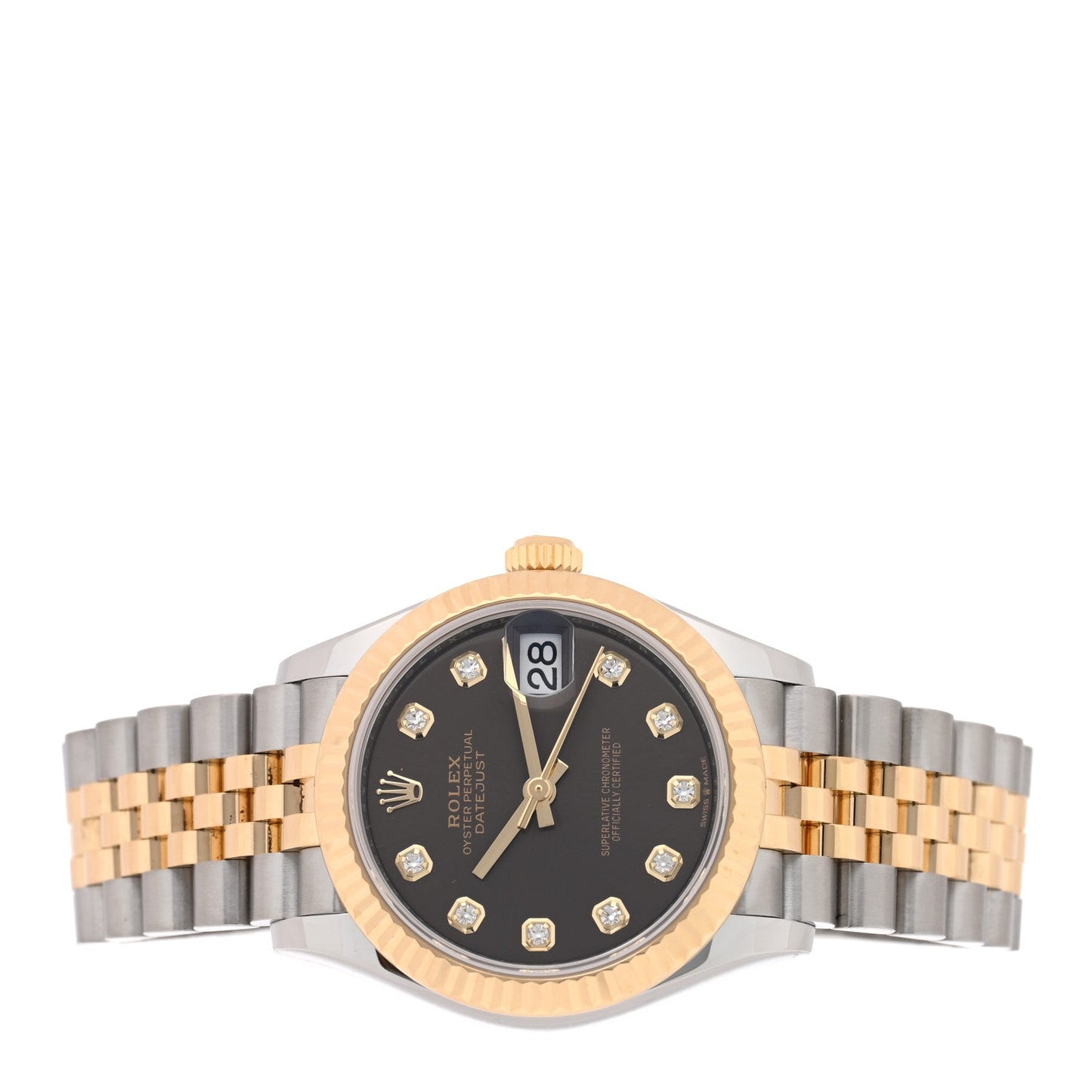 Stainless Steel 18K Yellow Gold Diamond 31mm Oyster Perpetual Datejust Watch Dark Grey 278273