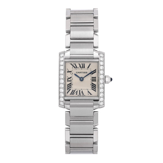 Stainless Steel Diamond Bezel 20mm Tank Francaise Quartz Watch