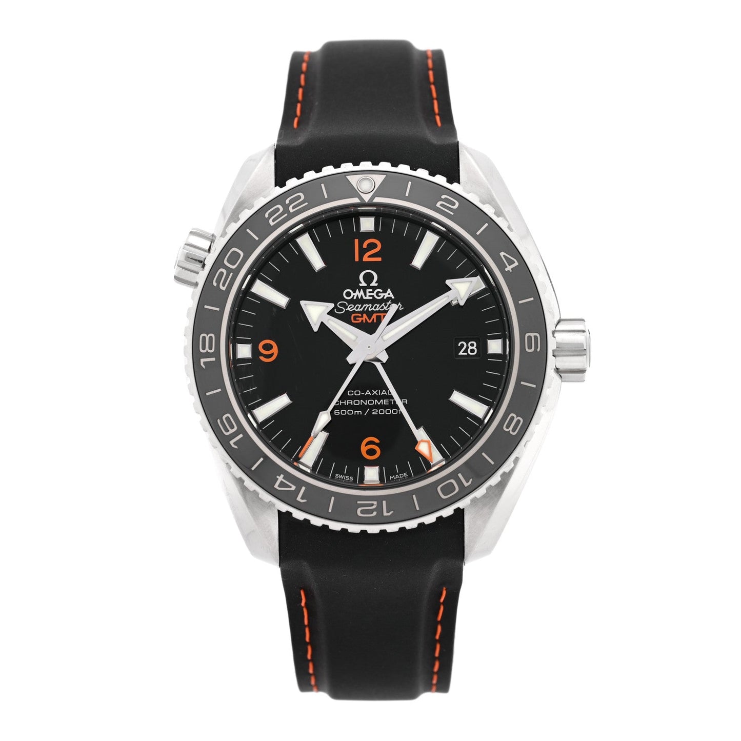 Stainless Steel Calfskin 43mm Seamaster Planet Ocean GMT Co-Axial Chronometer Automatic Watch Black 232.32.44.22.01.002