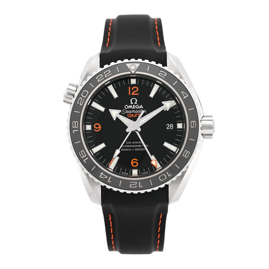 Stainless Steel Calfskin 43mm Seamaster Planet Ocean GMT Co-Axial Chronometer Automatic Watch Black 232.32.44.22.01.002