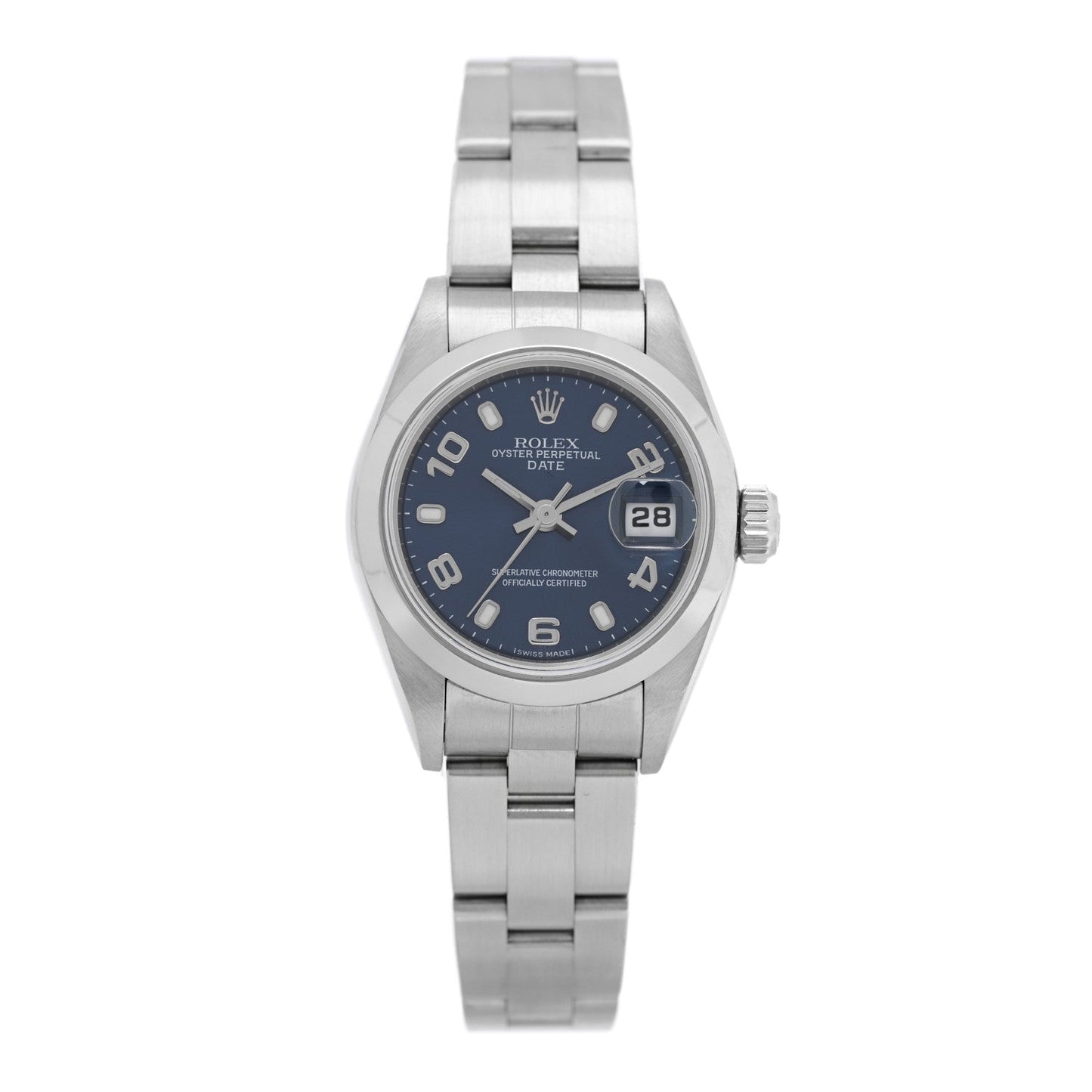 Stainless Steel 26mm Oyster Perpetual Date Watch Blue 79160