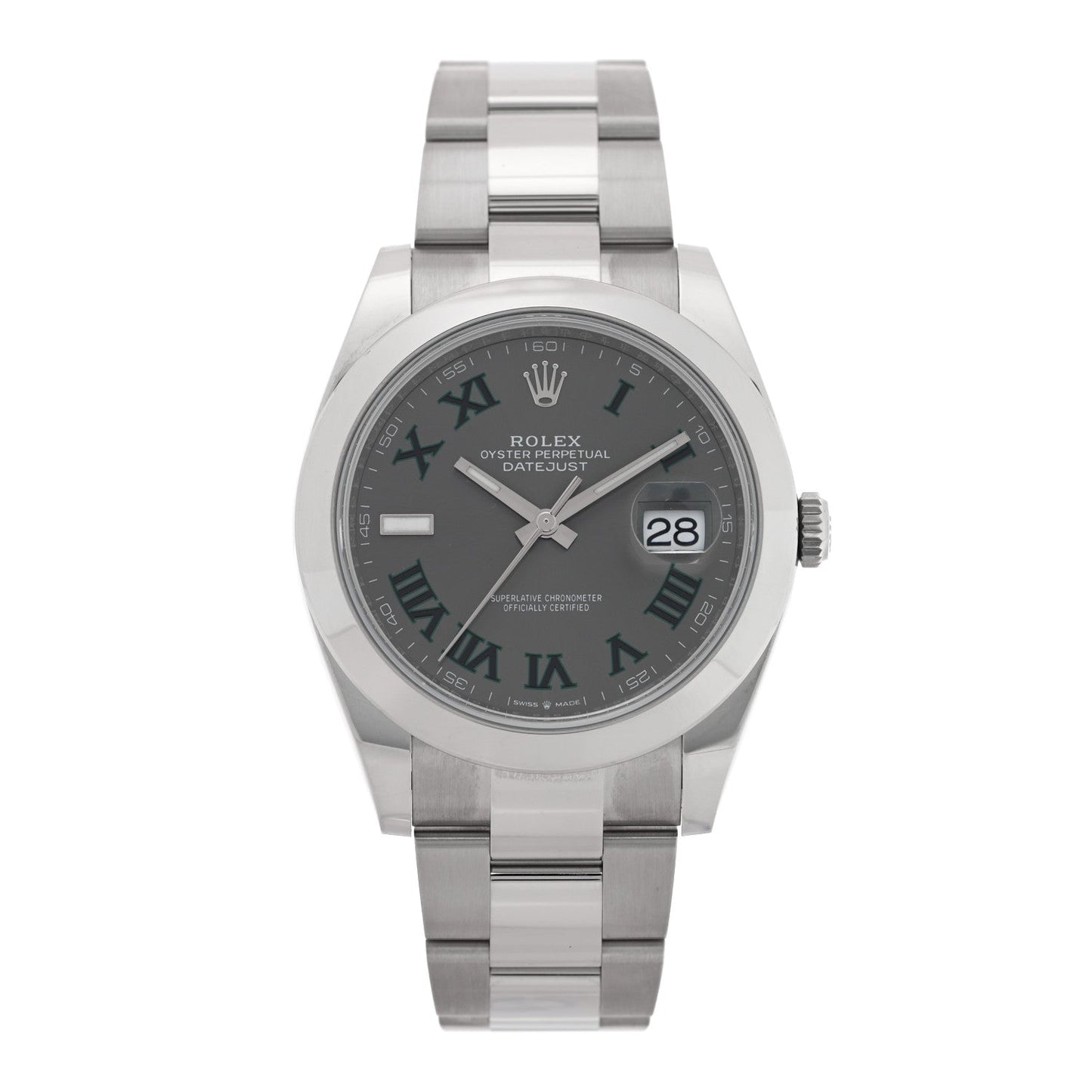 Stainless Steel 41mm Oyster Perpetual Wimbledon Datejust Watch Slate 126300