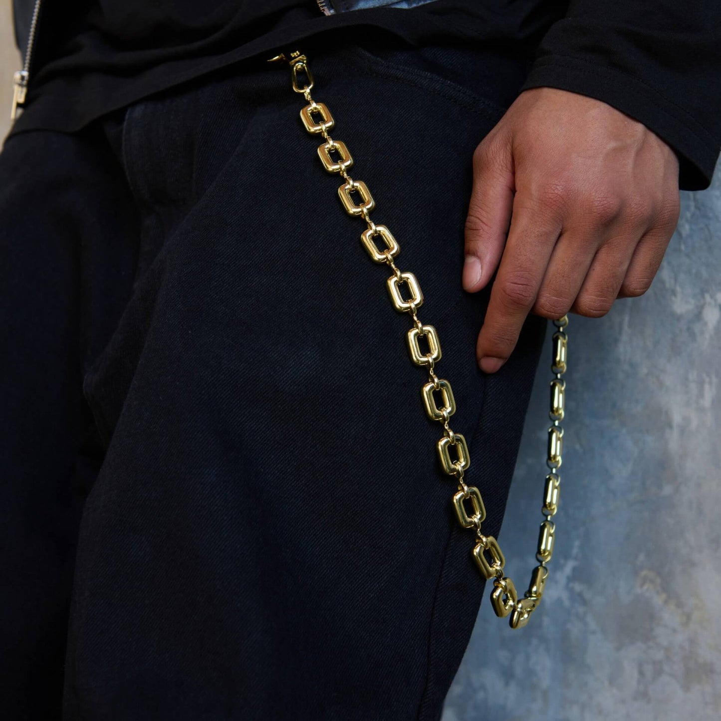 Square Link Pant Chain in Yellow Gold - 15MM