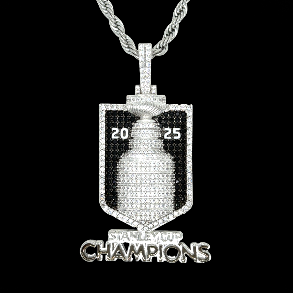 2025 Stanley Cup Official NHL Championship Pendant with 20 Rope Chain in White Gold